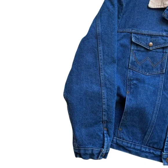 Wrangler Blanket Lined Corduroy Collar Denim Jacket Size 48 / XL - Picture 4 of 8